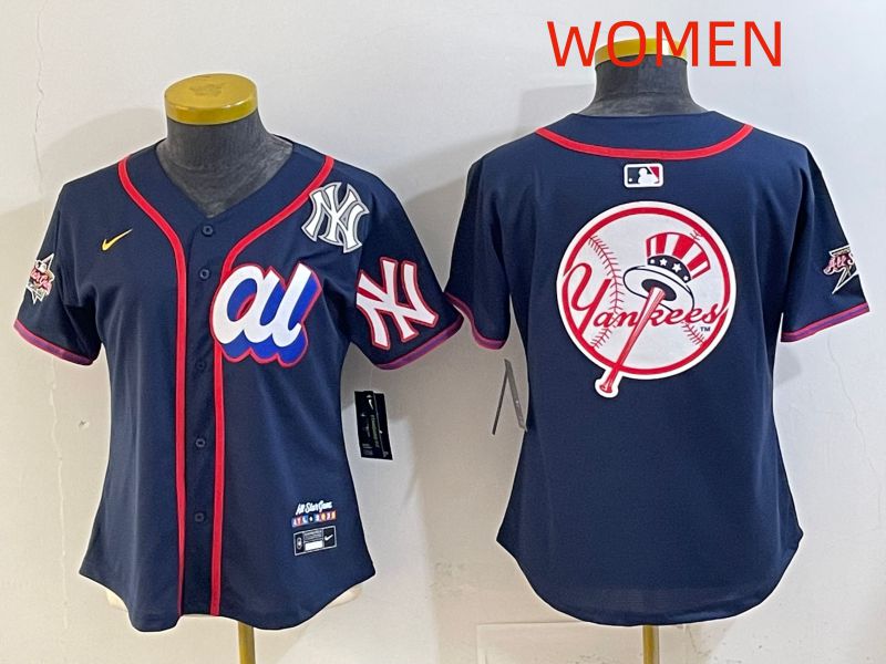 Women 2025 New York Yankees Blank Drak Blue All star Nike MLB Jersey style 018->women mlb jersey->Women Jersey